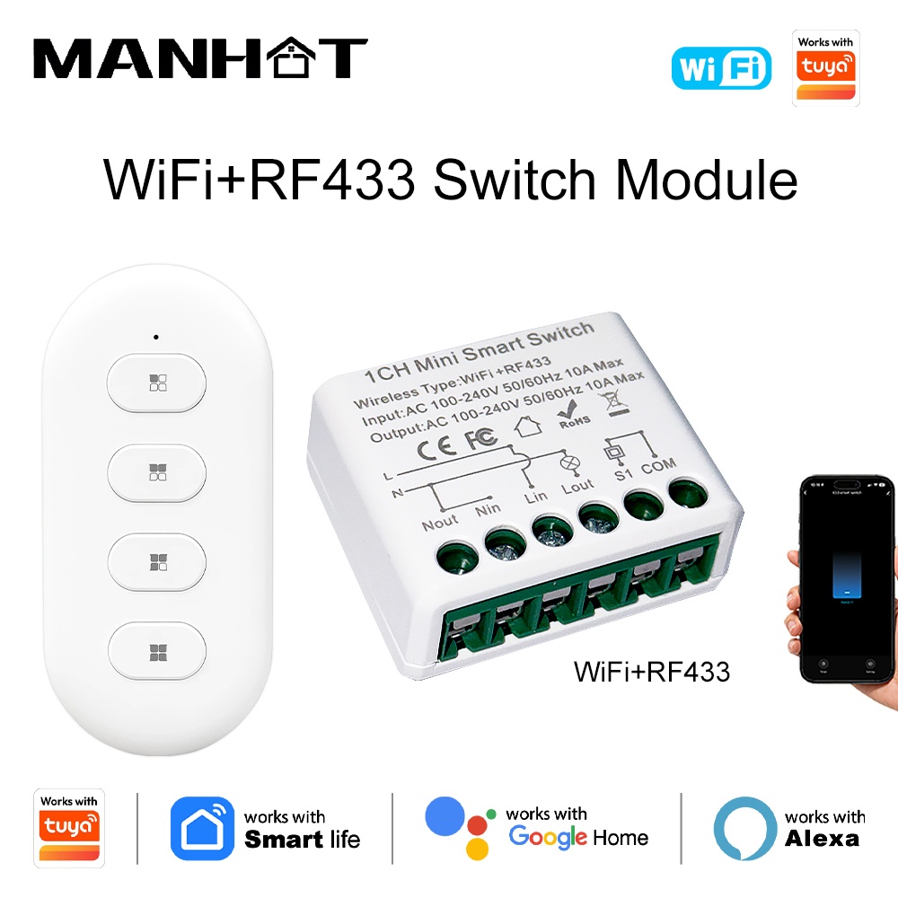 Diy Automation - 투야 WIFI 10A 스마트 조명 스위치