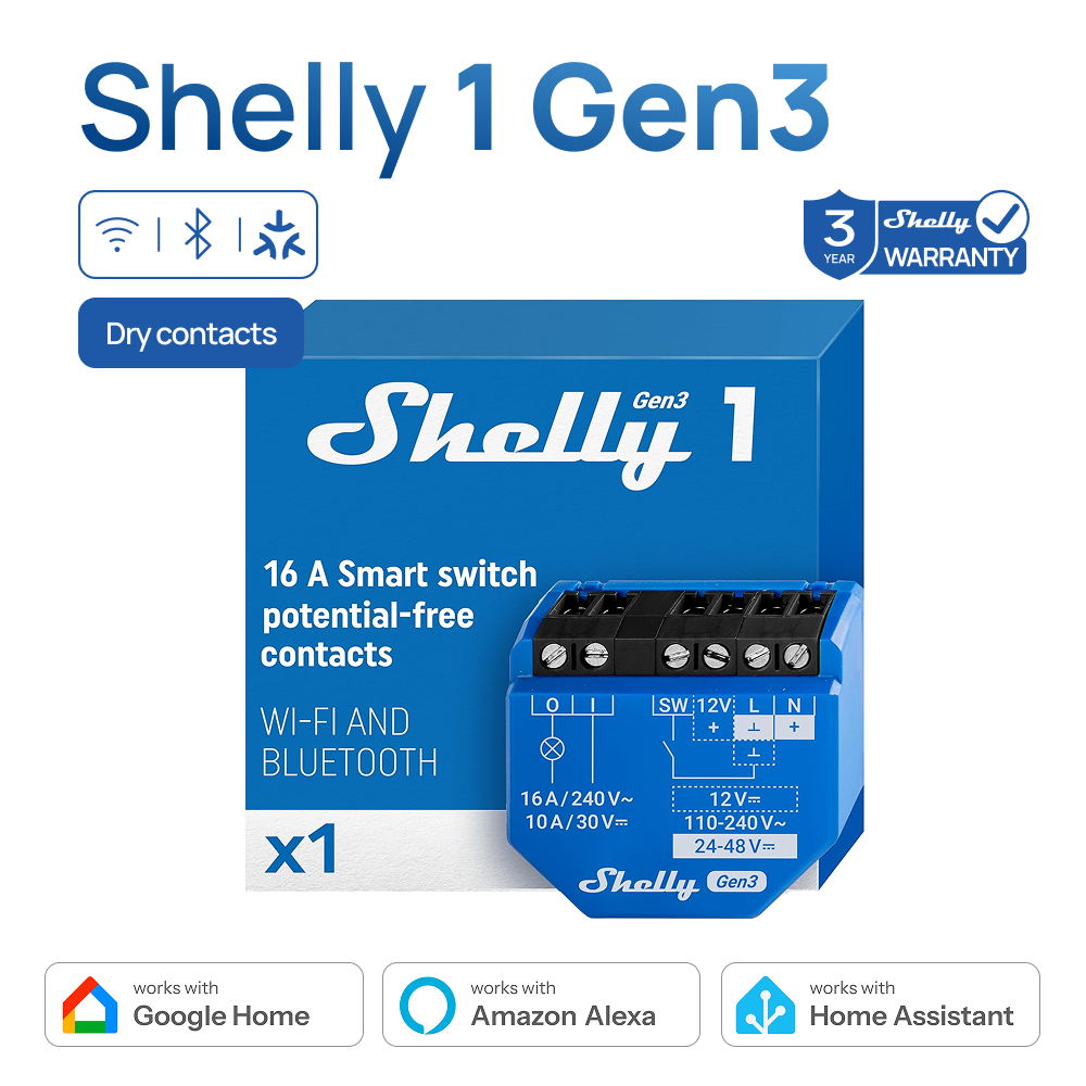 셸리 1세대3 드라이 콘택트 스마트 스위치 WiFi 블 - Shelly Relay Module 리뷰 및 가격